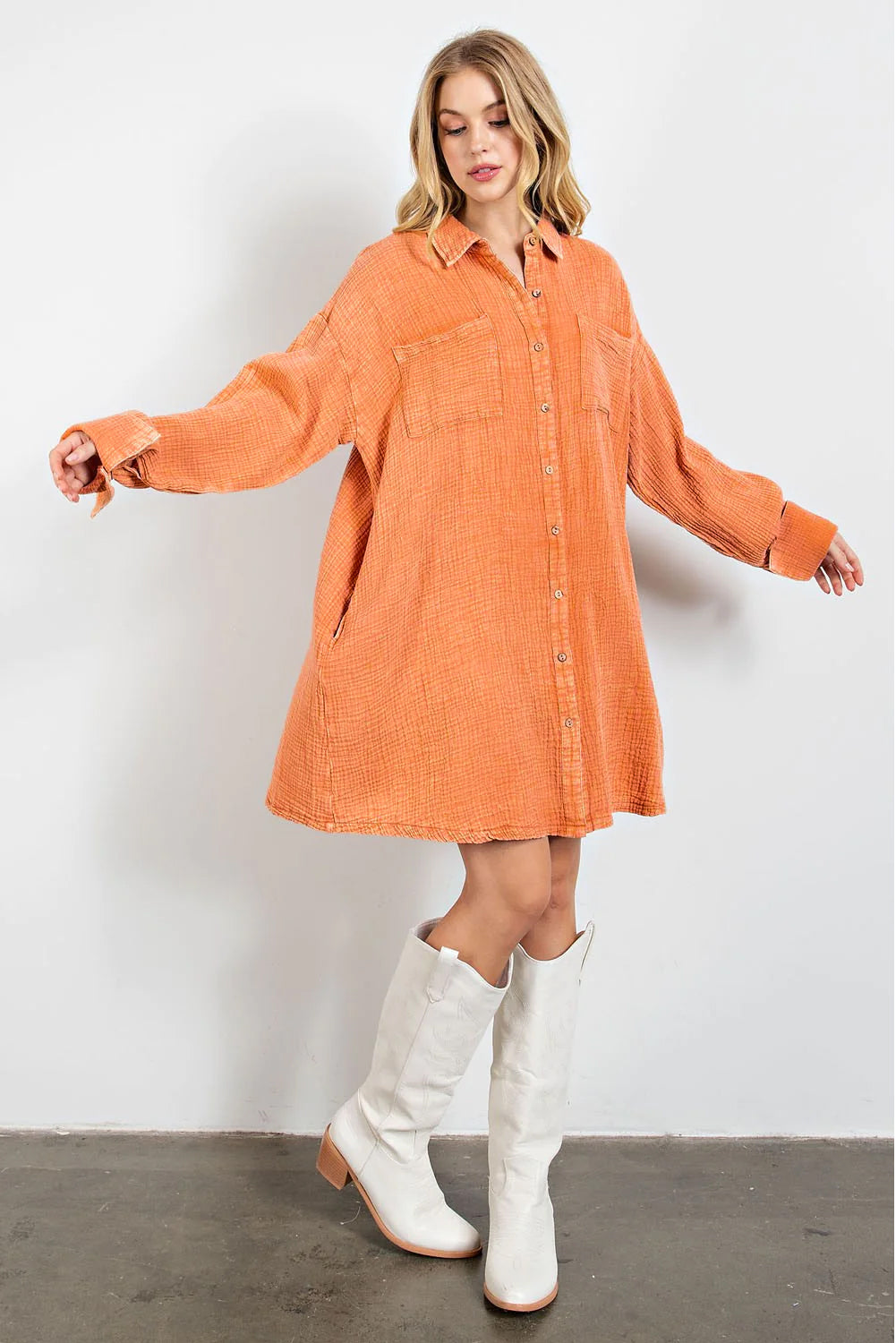 Forever Falling Button Up Shirt Dress