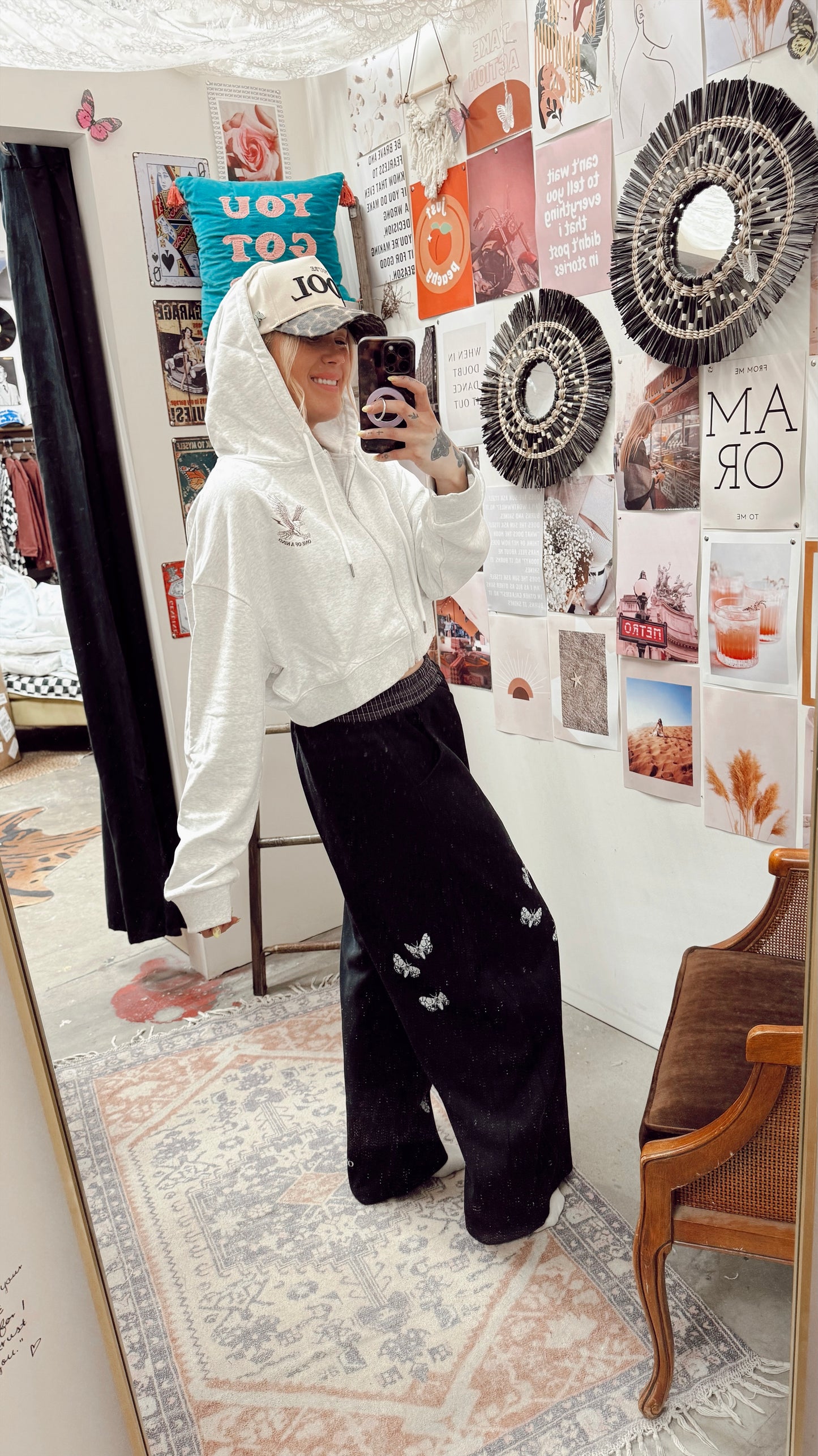 Moth Effect Barrel Sweatpants