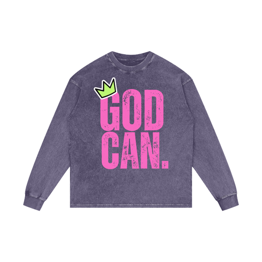 God Can Long Sleeve Oversized Graphic Tee