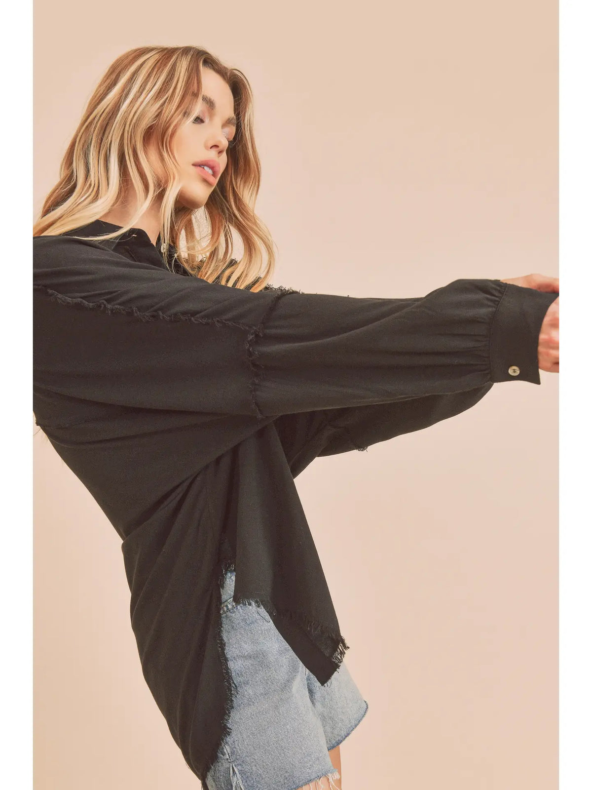Delilah Raw Edge Button Down