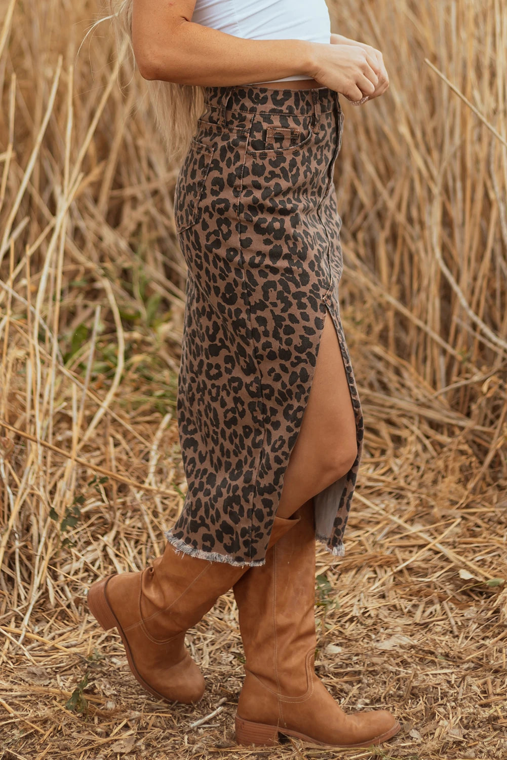 Wild Card Denim Midi Skirt