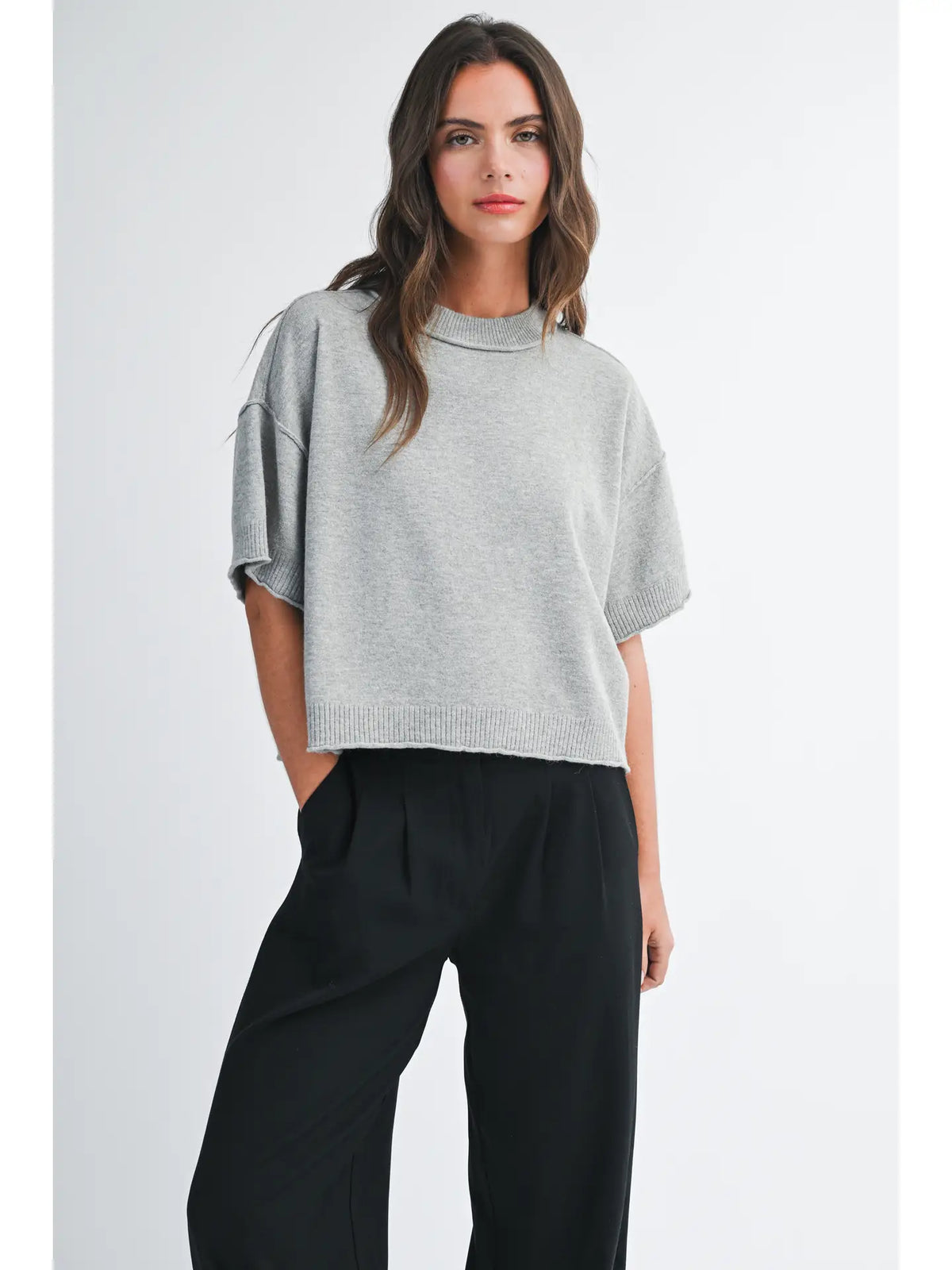 Easy Does It Cropped Knit Sweater