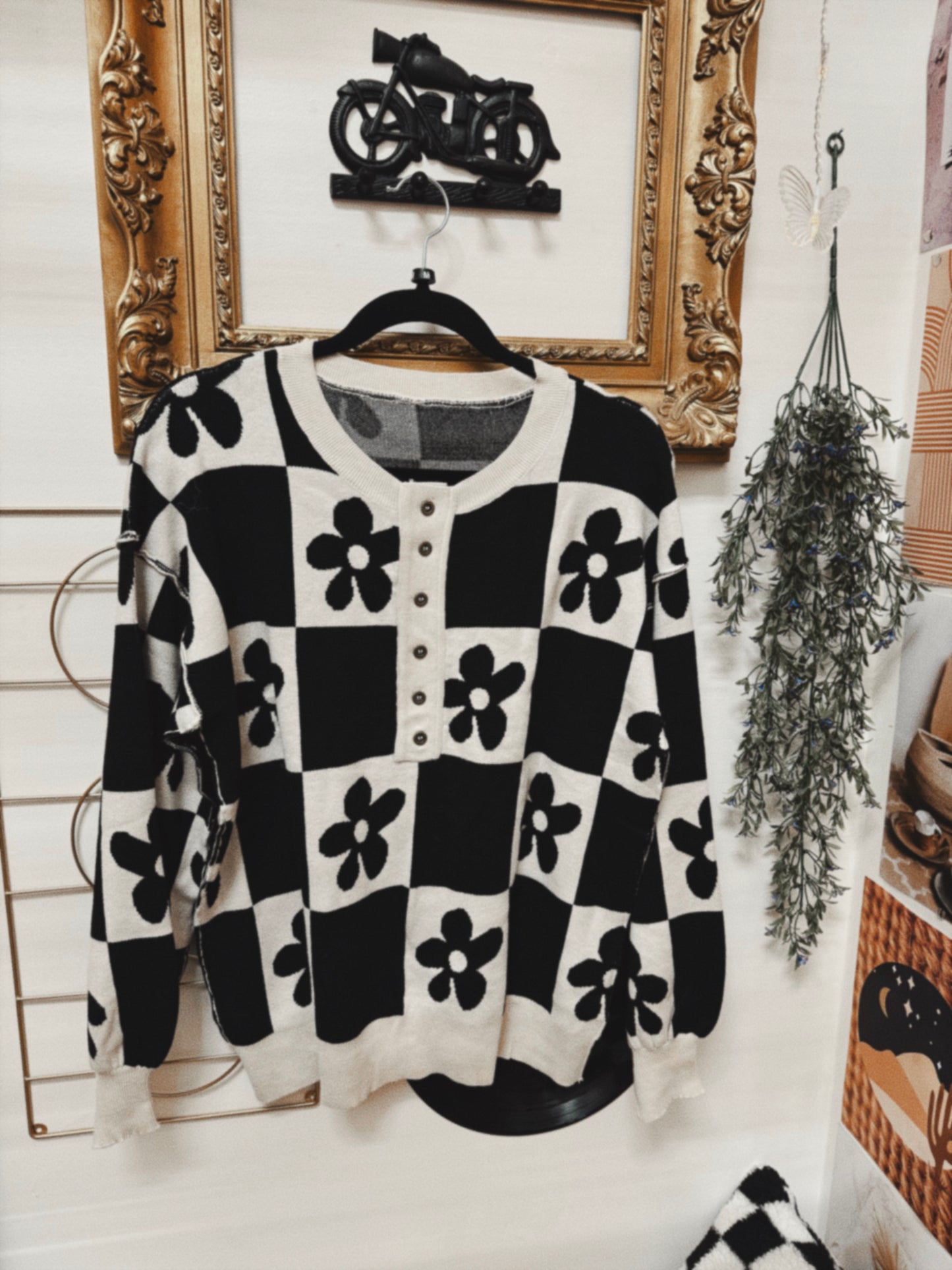 Petal Patch Henley Sweater