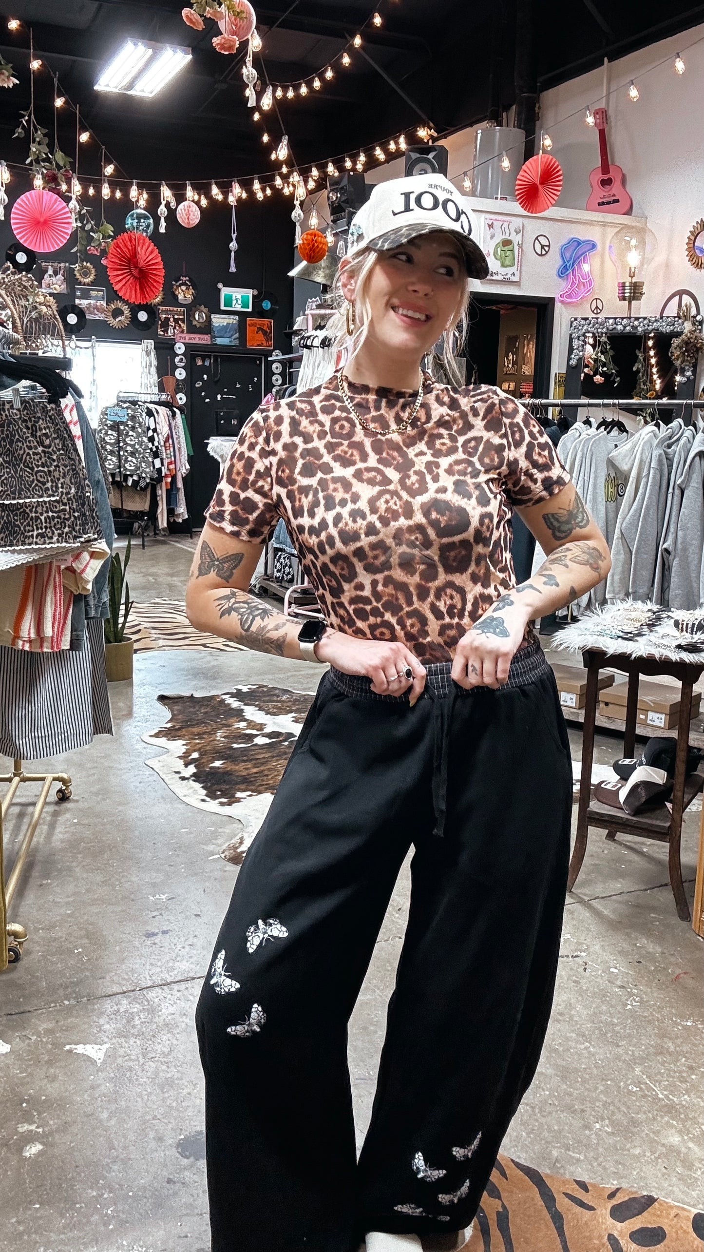 Moth Effect Barrel Sweatpants