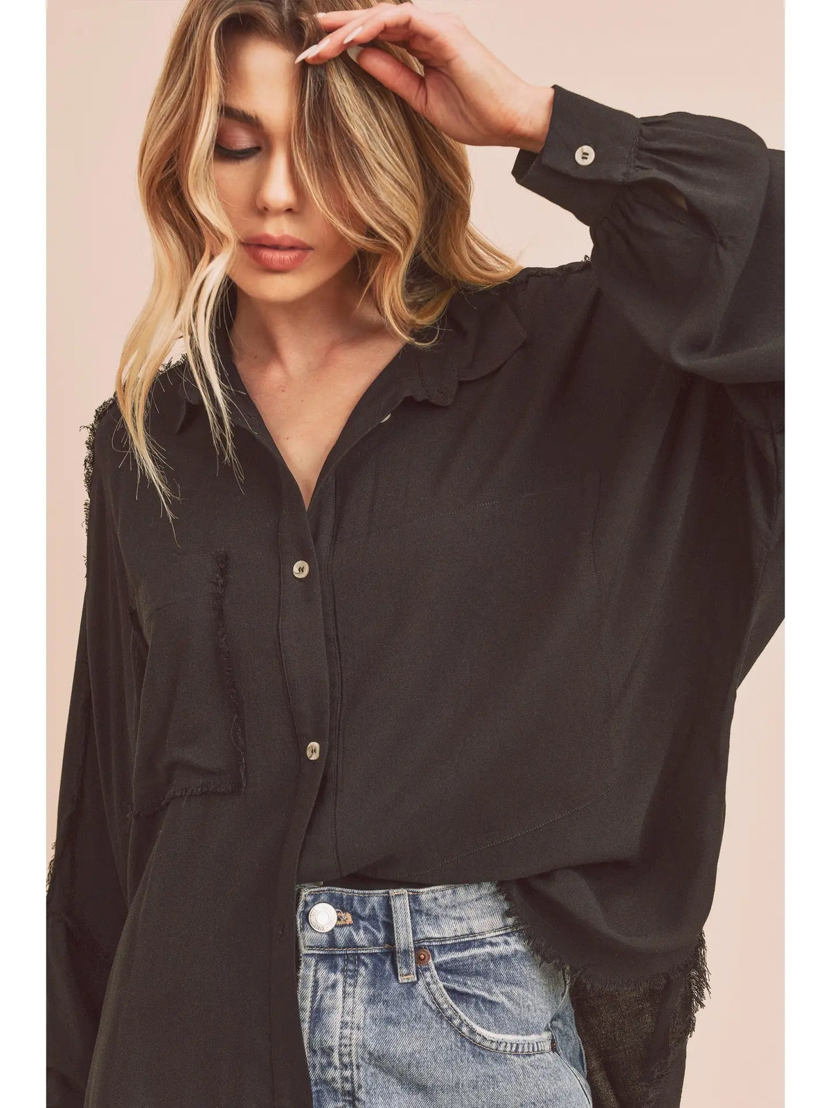 Delilah Raw Edge Button Down