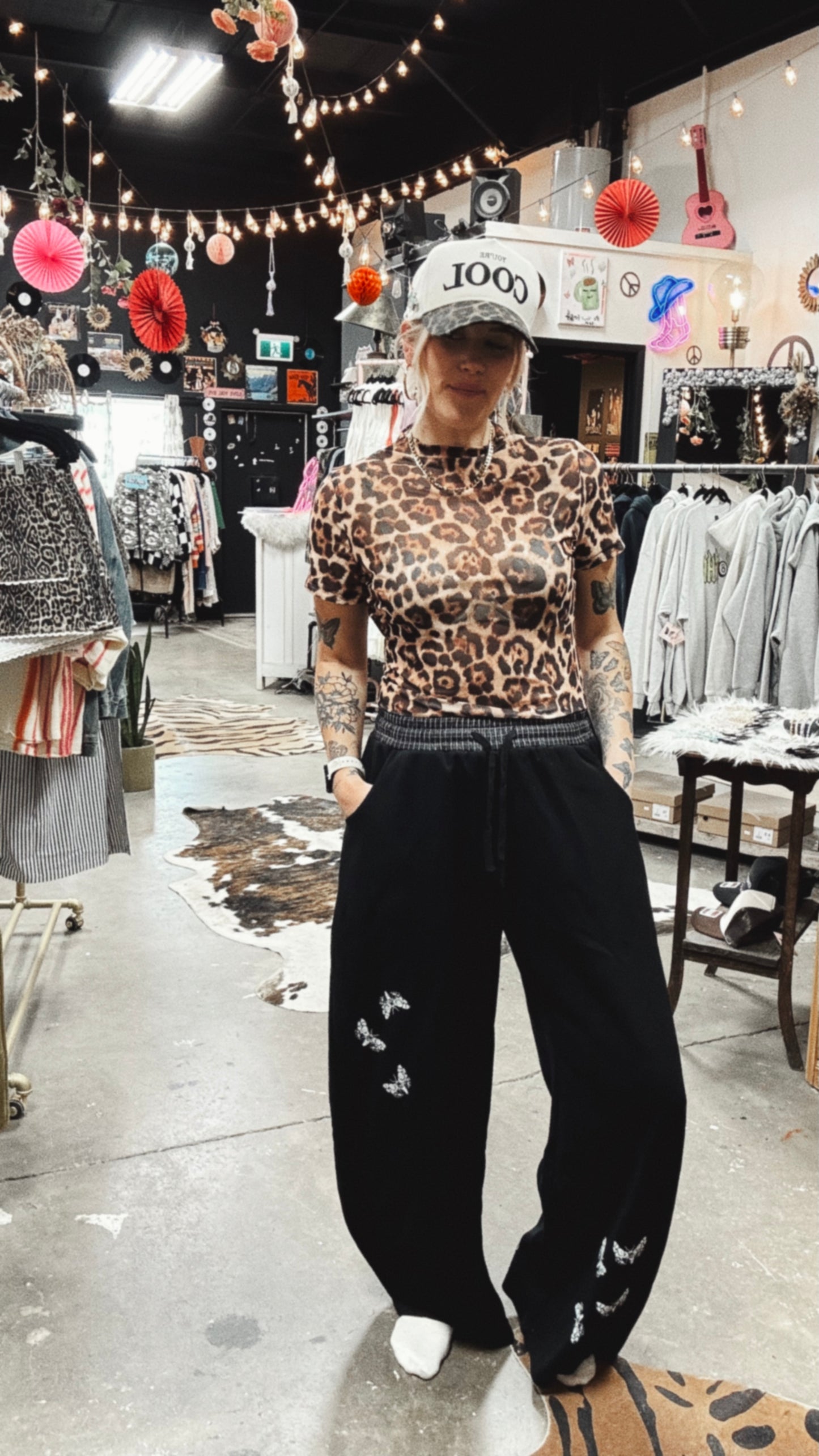 Moth Effect Barrel Sweatpants