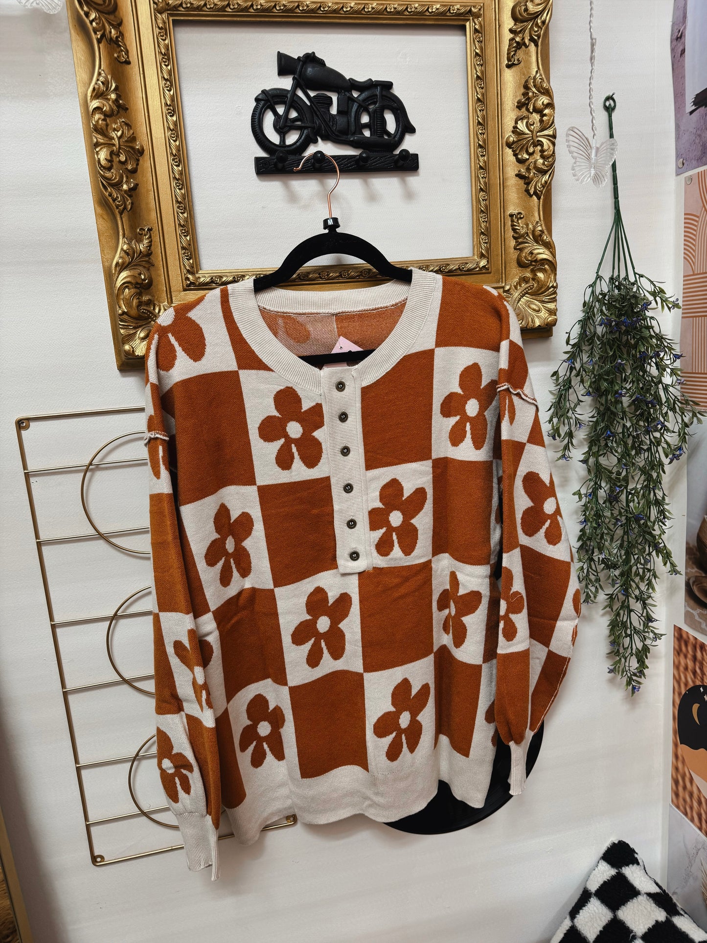 Petal Patch Henley Sweater