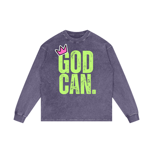 God Can Long Sleeve Oversized Graphic Tee