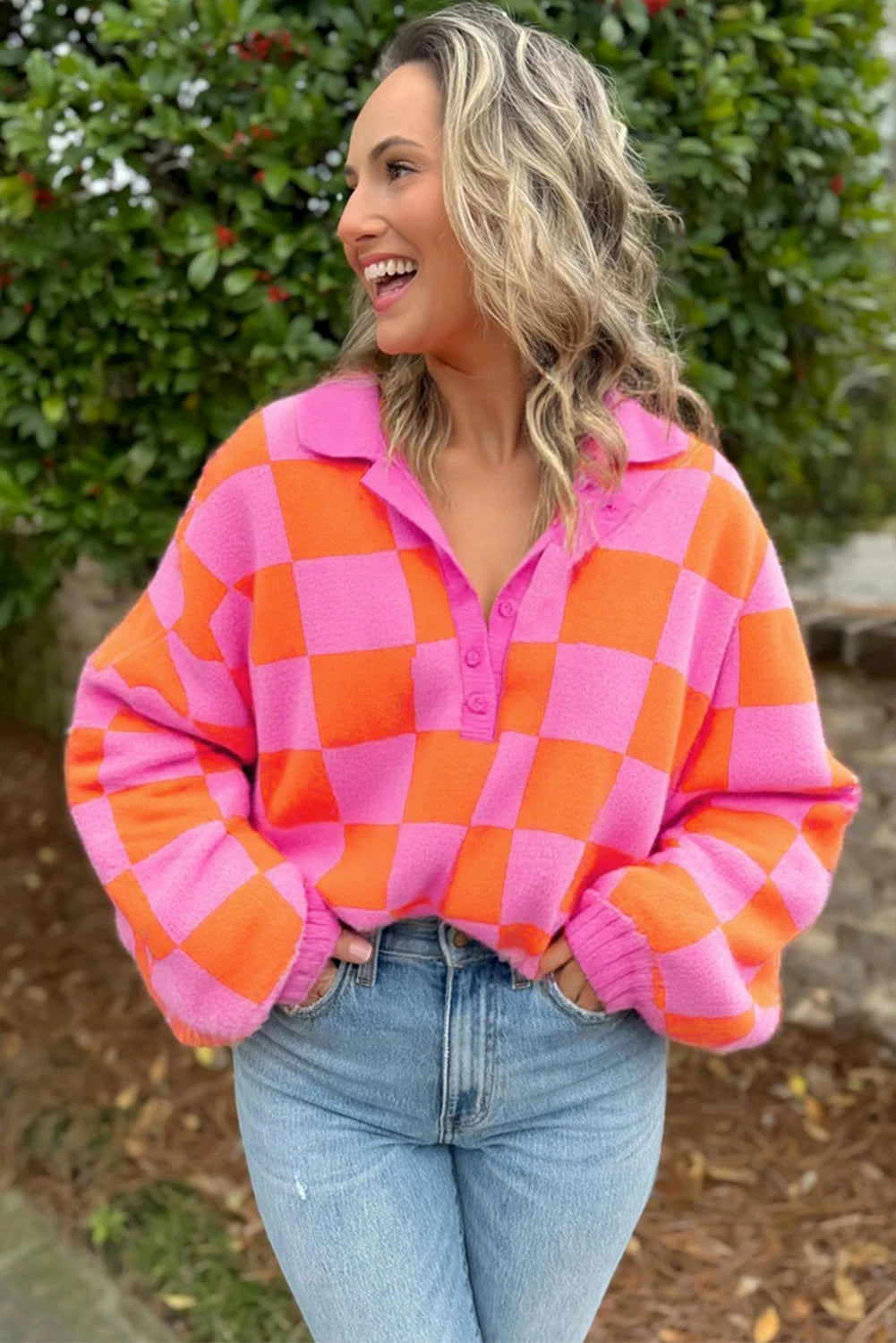 Check Yes Polo Knit Sweater