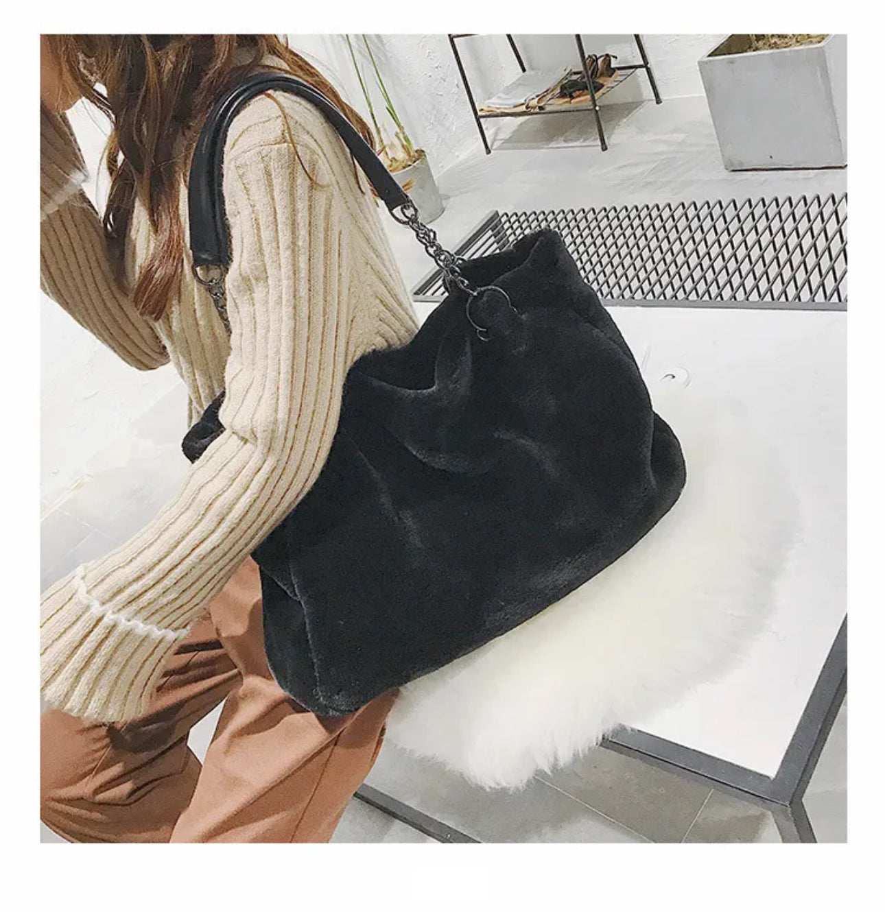 Totes Fur Real Faux Fur Bag