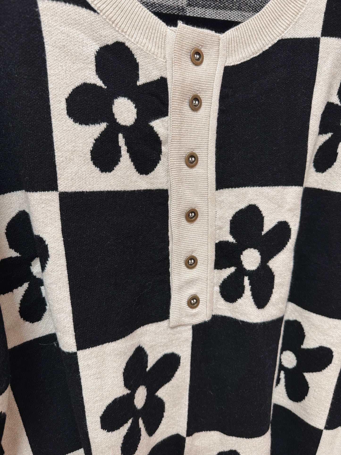 Petal Patch Henley Sweater