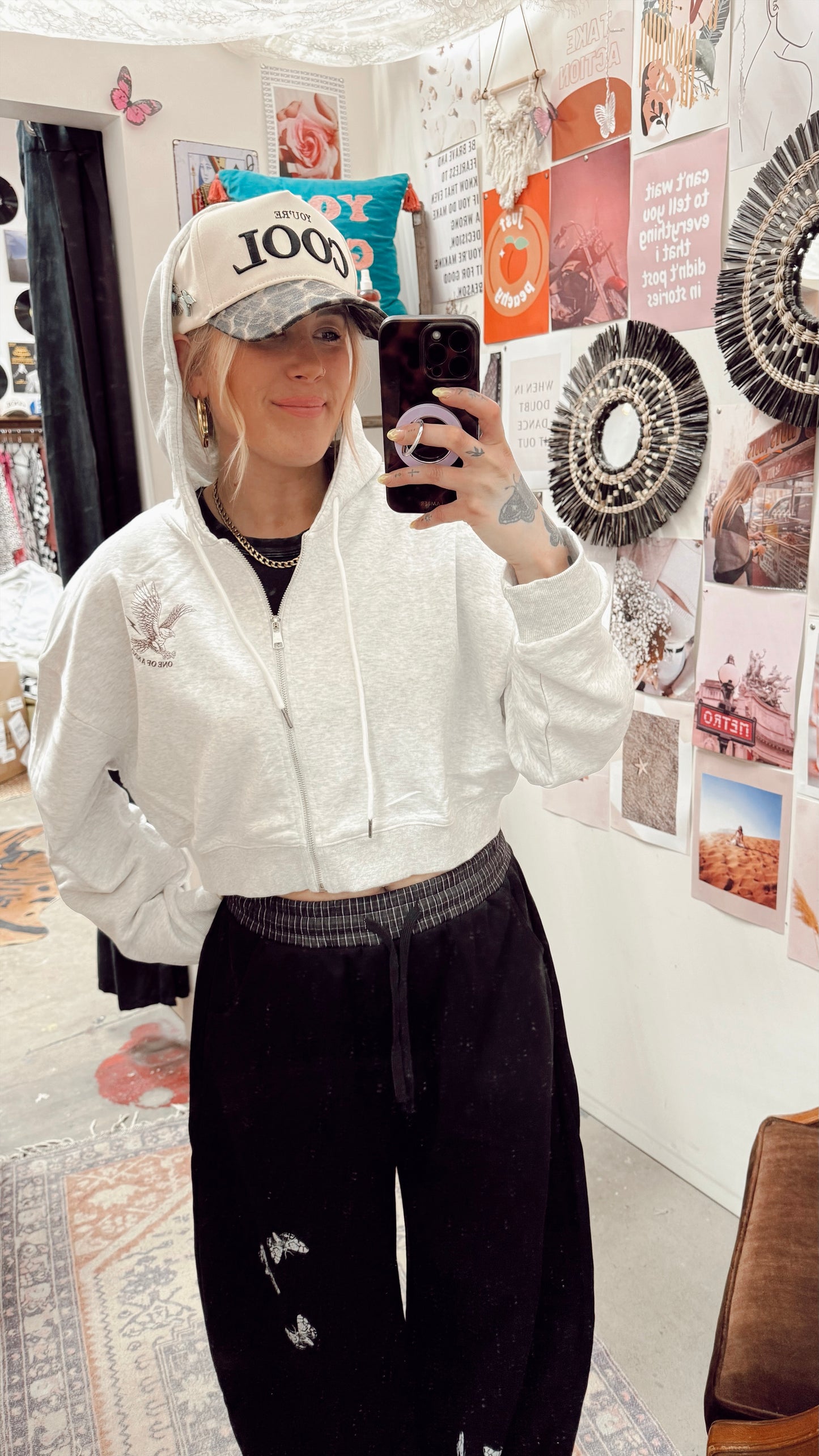 Moth Effect Barrel Sweatpants