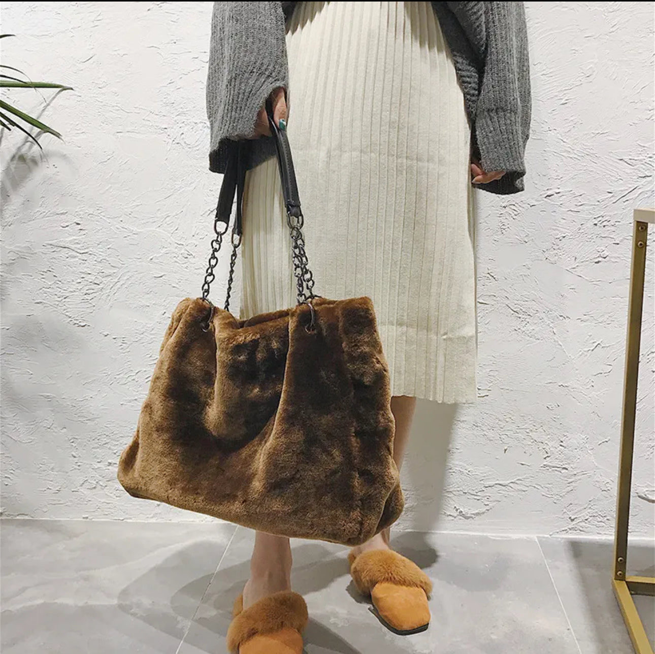 Totes Fur Real Faux Fur Bag