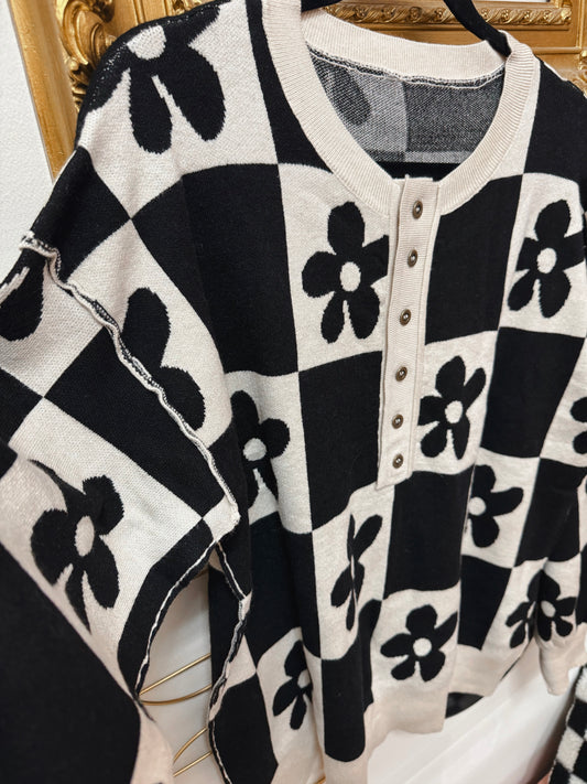 Petal Patch Henley Sweater
