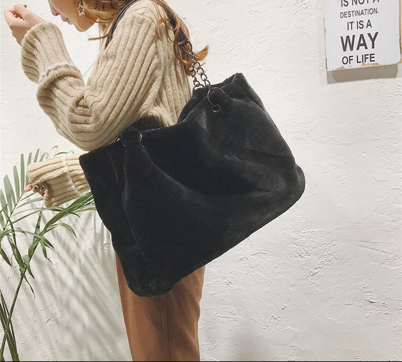 Totes Fur Real Faux Fur Bag