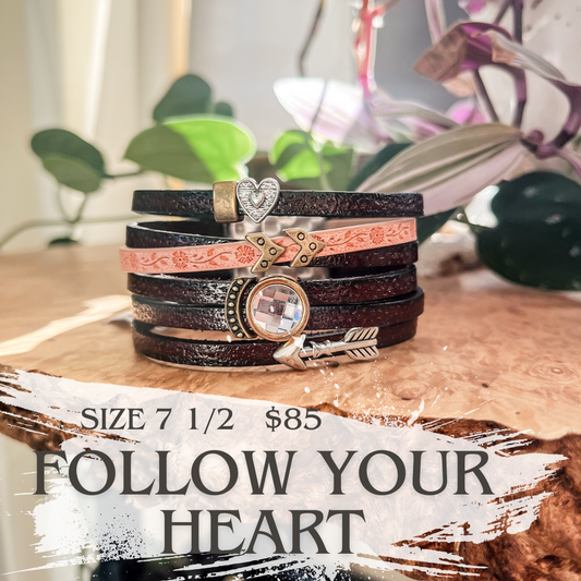 “Follow Your Heart” Leather Bracelet