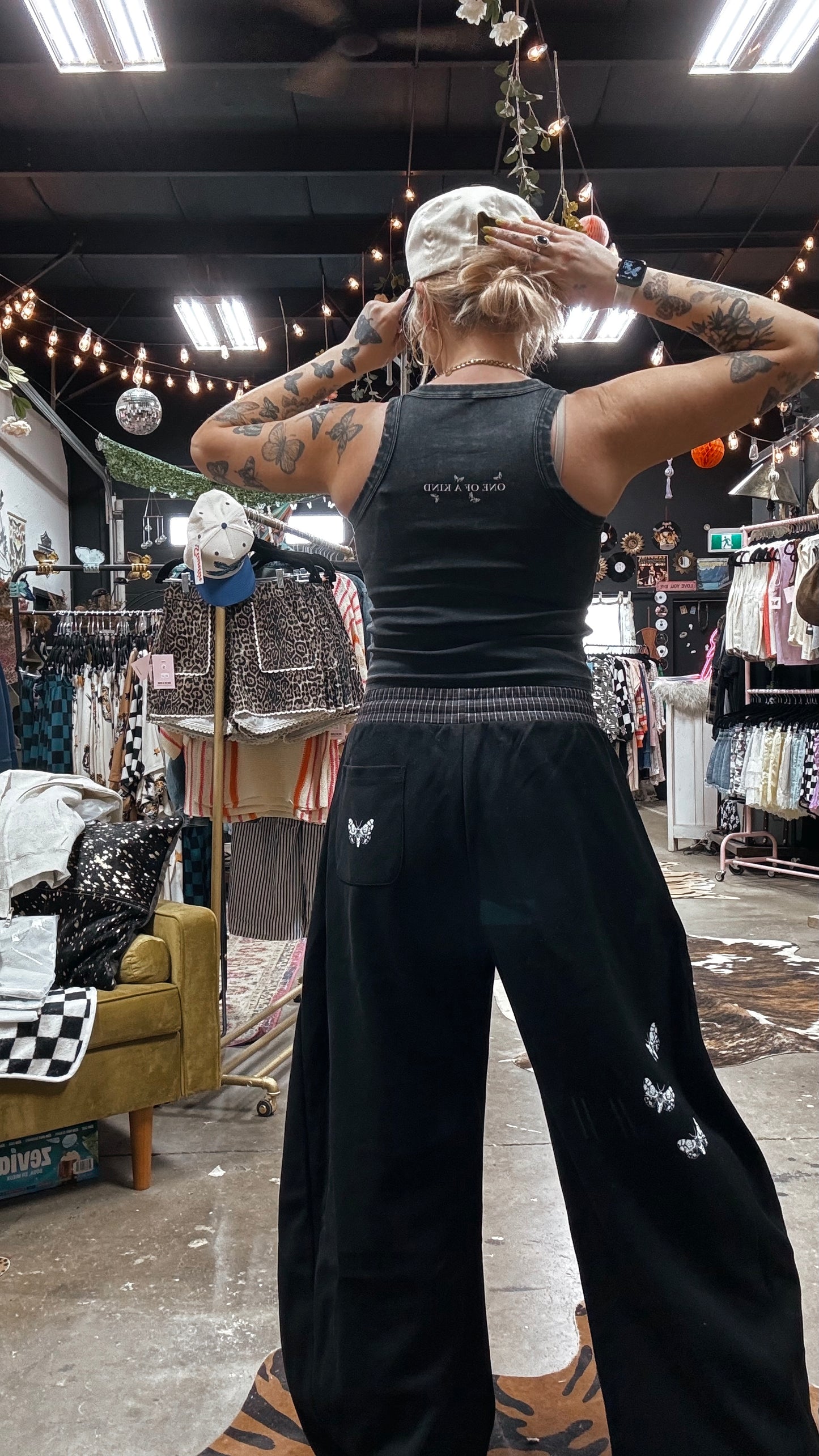 Moth Effect Barrel Sweatpants