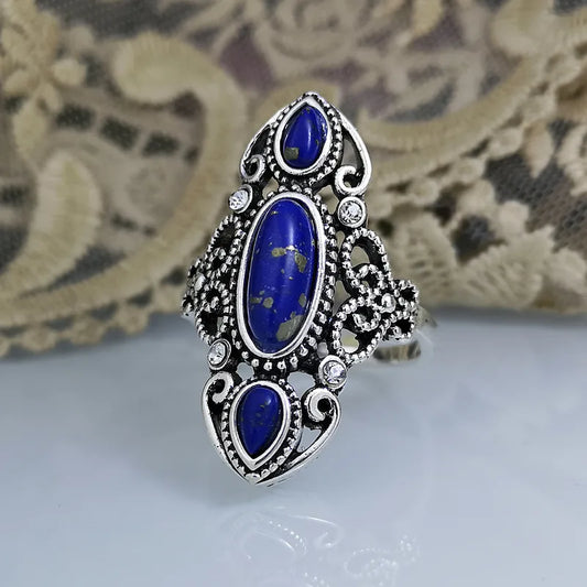 Antique Silver Lapis Lazuli Ring