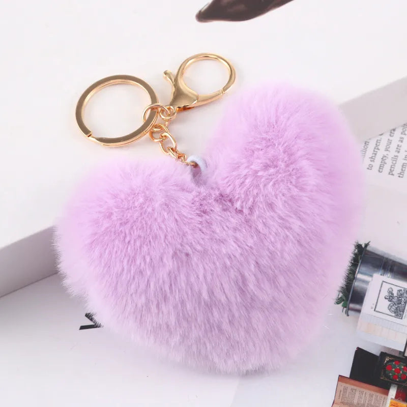 Fluffy Heart Bag Charm