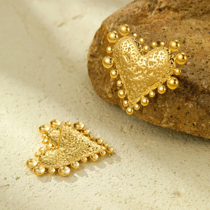 Golden Bubble Heart Studs