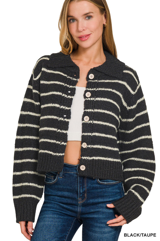 Mixed Signals Striped Cardigan