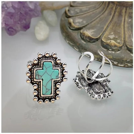 Turquoise Cross Ring