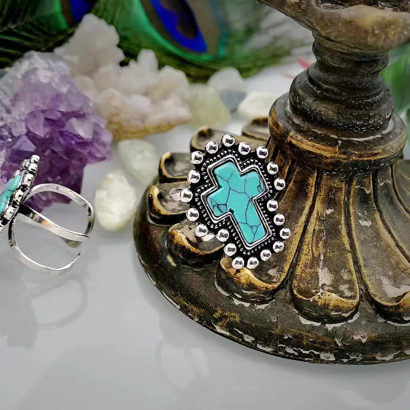 Turquoise Cross Ring