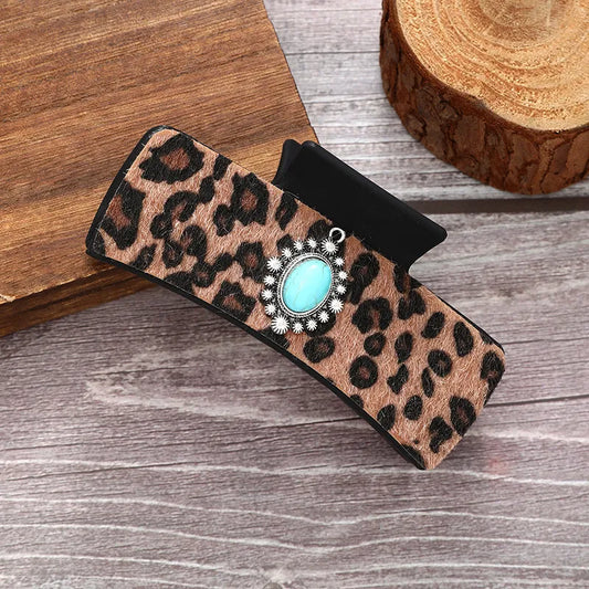 Leopard Stone Claw Clip