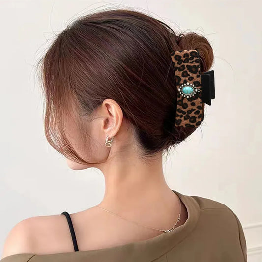 Leopard Stone Claw Clip