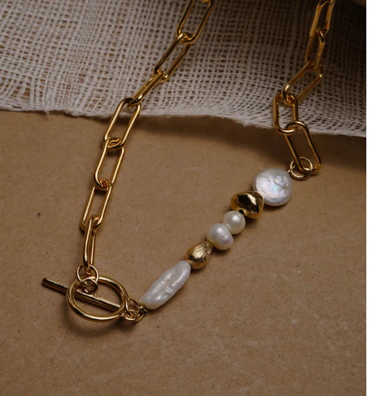 Luxe Link Pearl Necklace