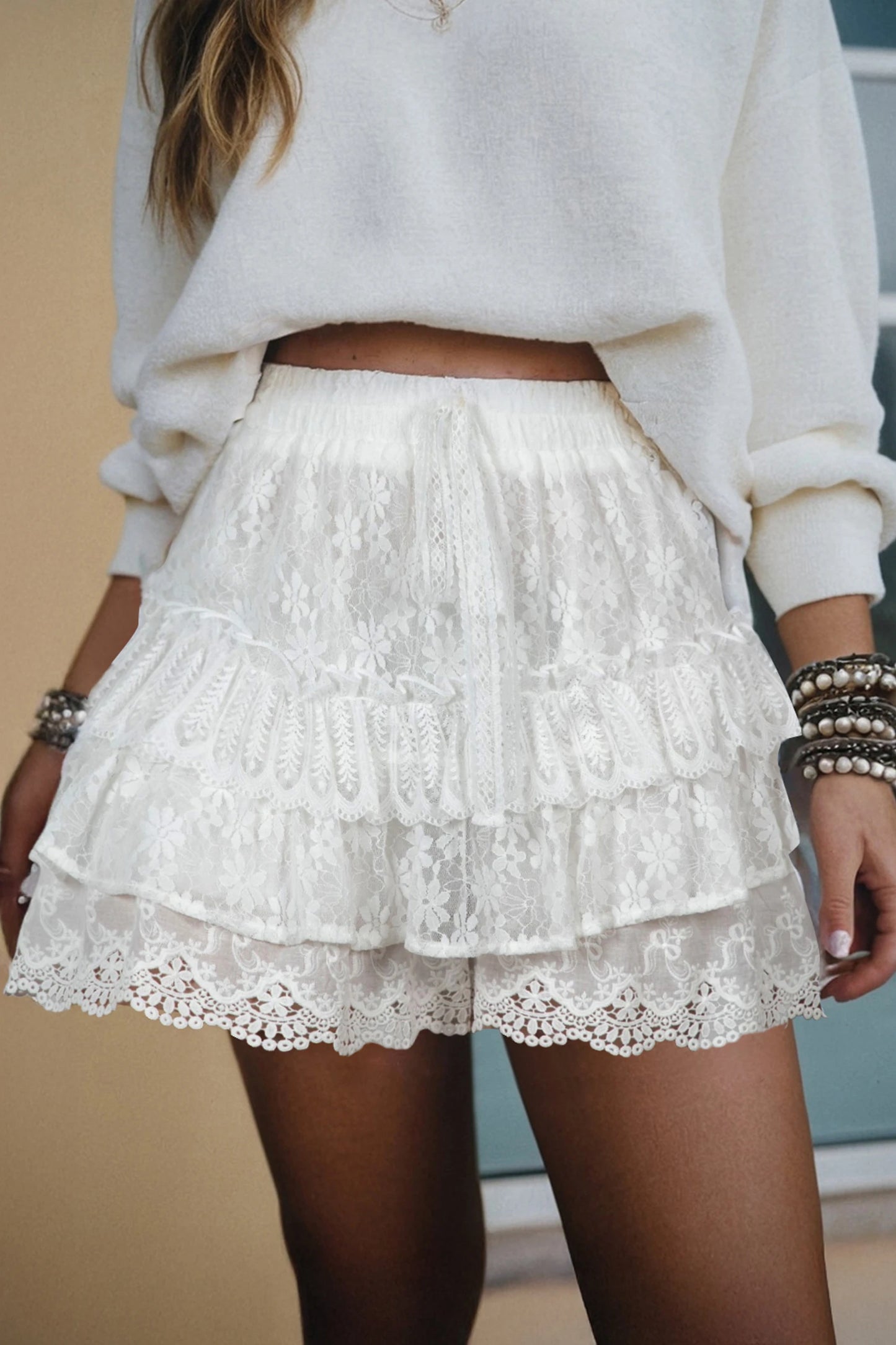Cloud Dancer Lace Shorts