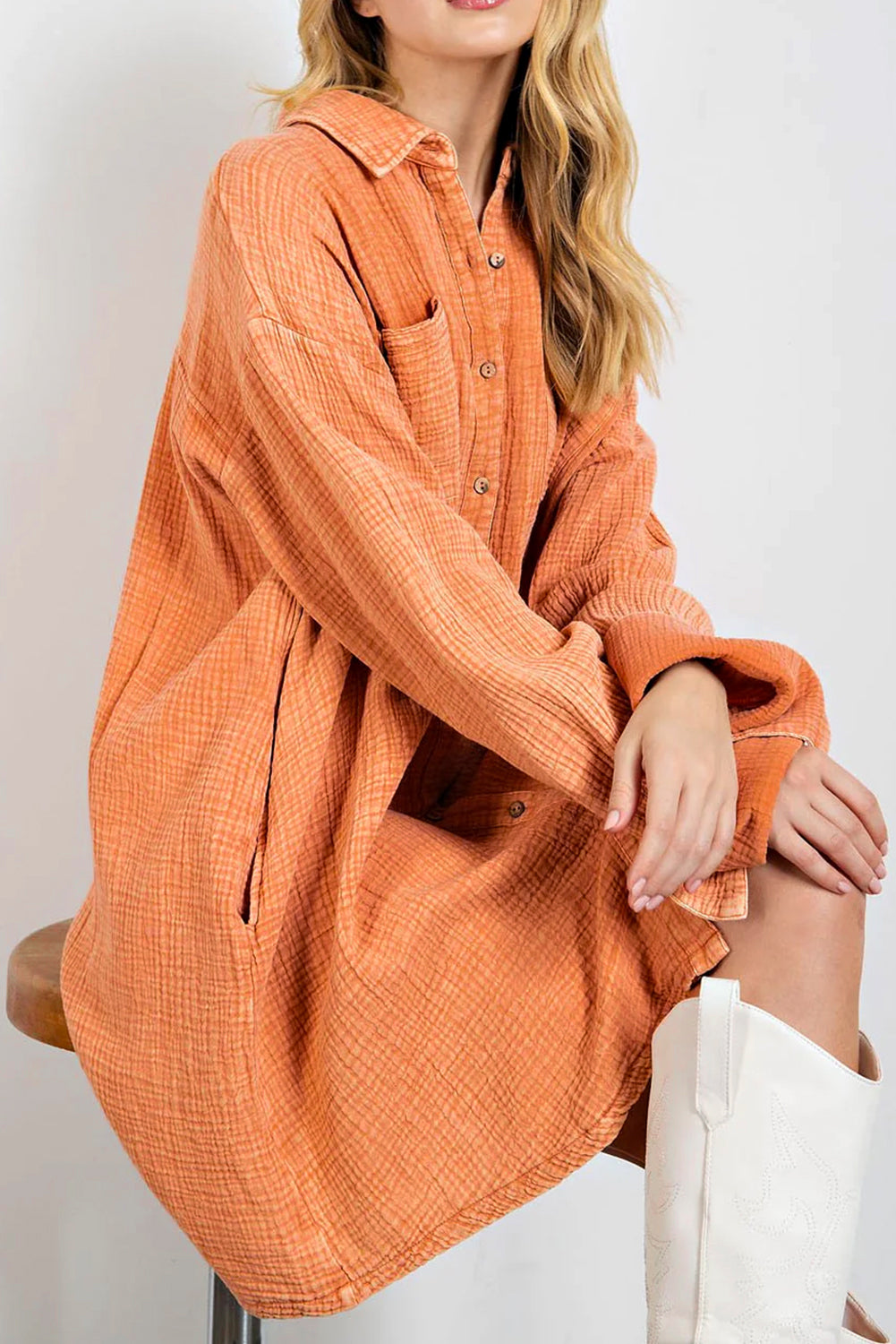 Forever Falling Button Up Shirt Dress