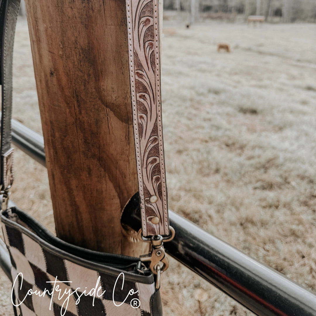 *PRE ORDER* Rodeo Square Cowhide Checkered Purse