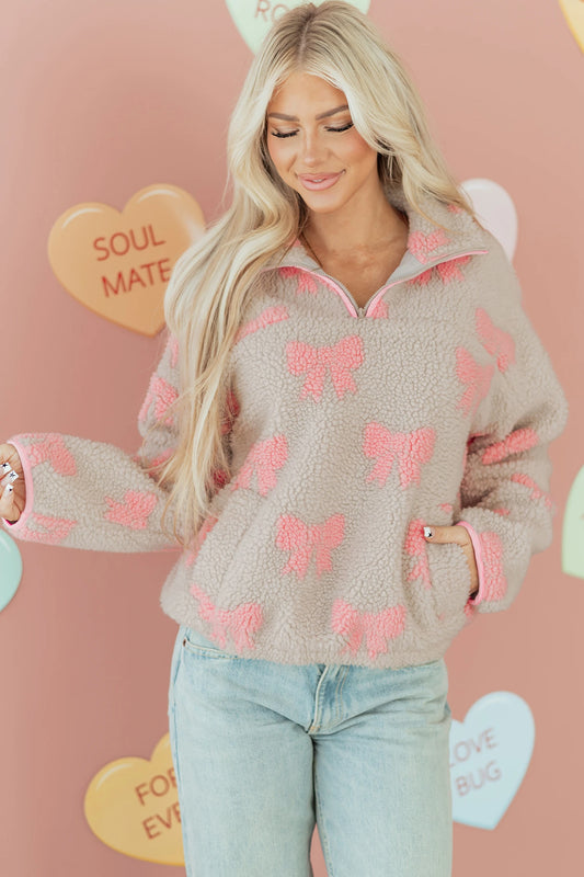 Sweet Bow Sherpa Pullover