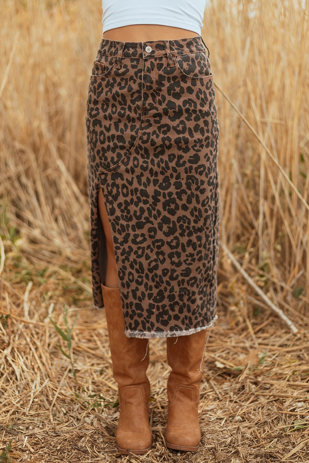 Wild Card Denim Midi Skirt