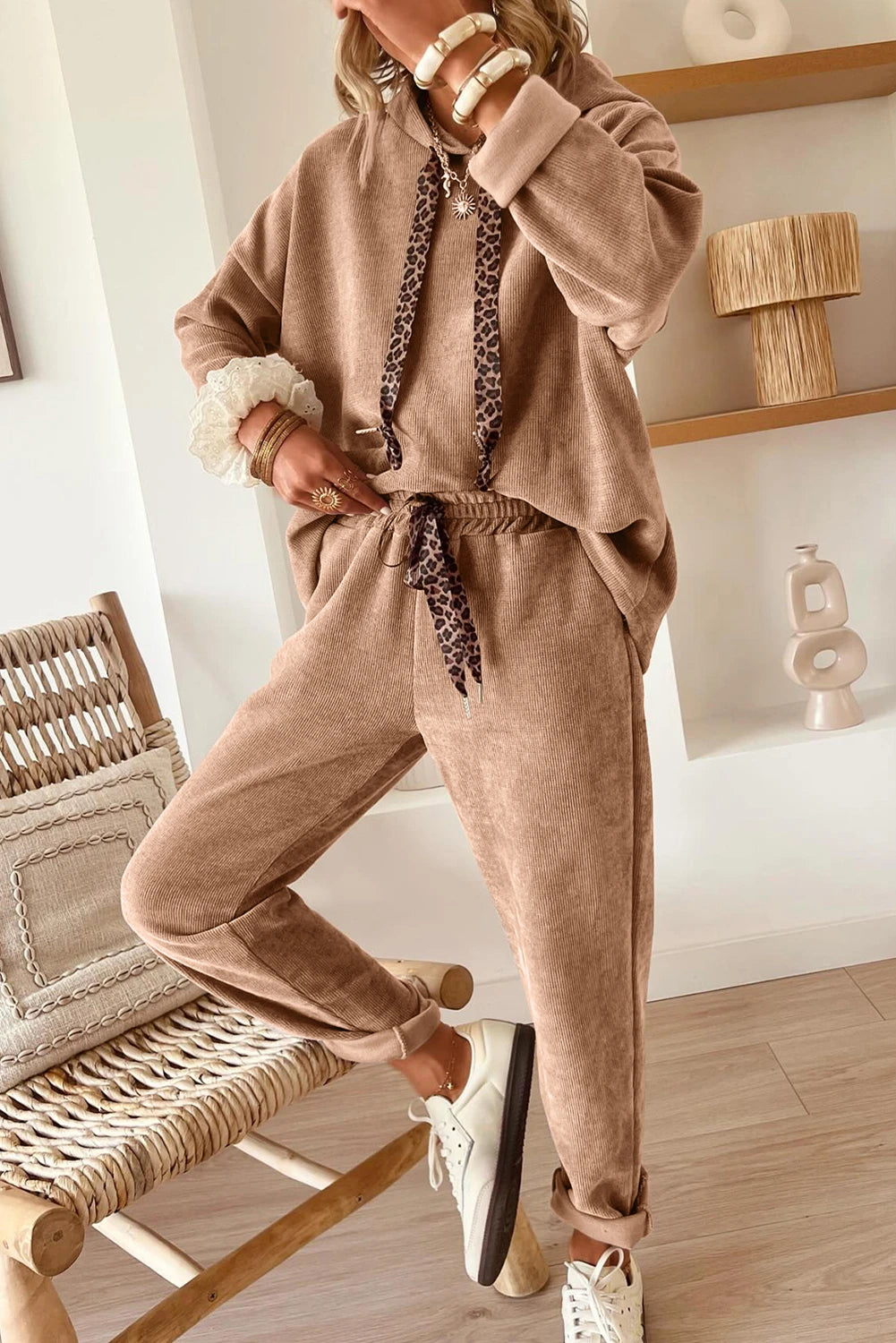 Wild & Cozy Cord Sweater/Sweats Set