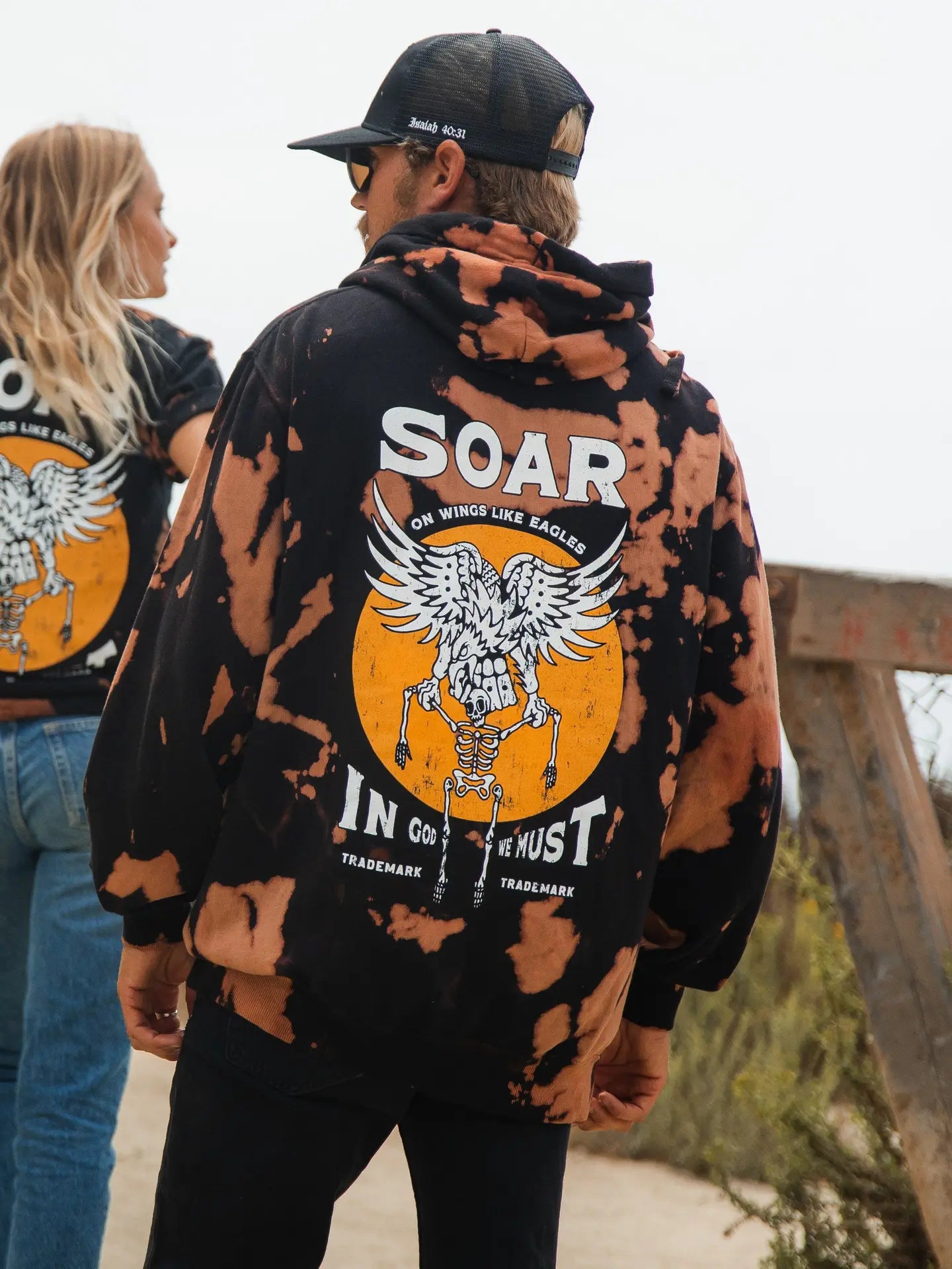 Wings Like Eagles Bleached Hoodie