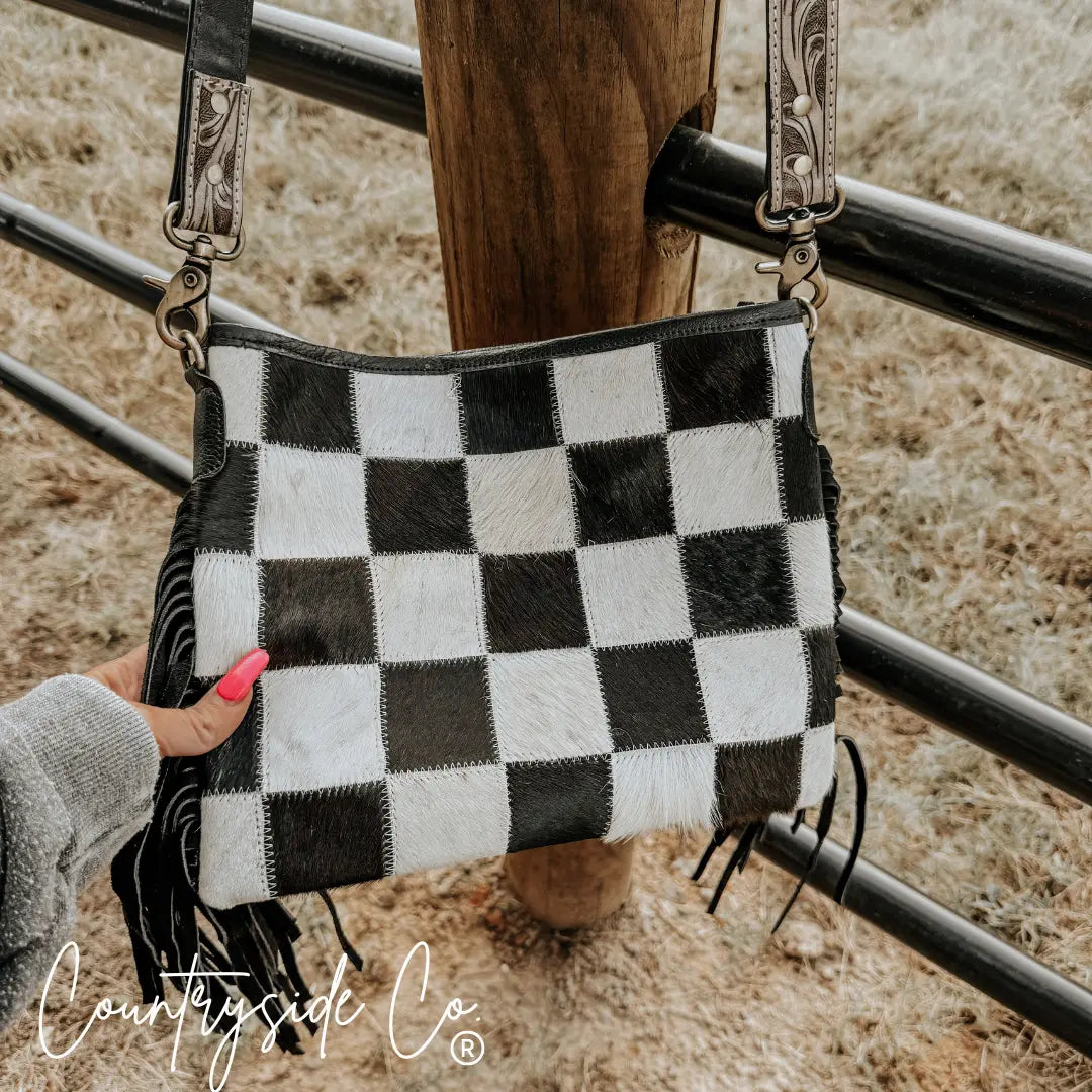 *PRE ORDER* Rodeo Square Cowhide Checkered Purse