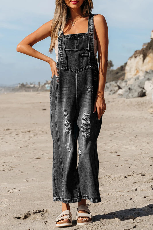 Rogue Rebel Distressed Denim Overalls