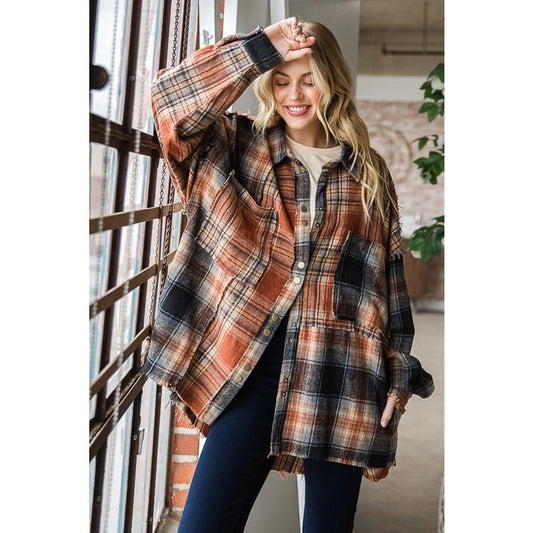 Back Roads Raw Hem Oversized Flannel *PRE ORDER*