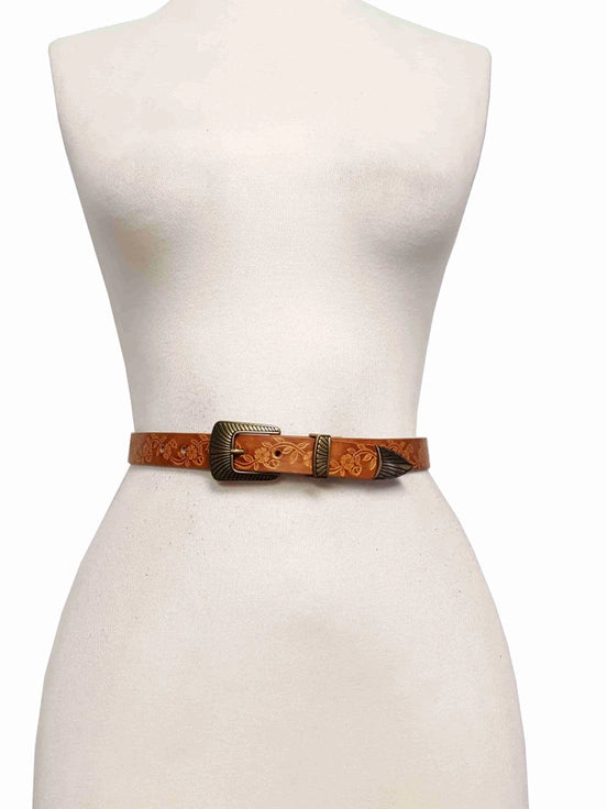 Hand Painted Floral Tooled Belt