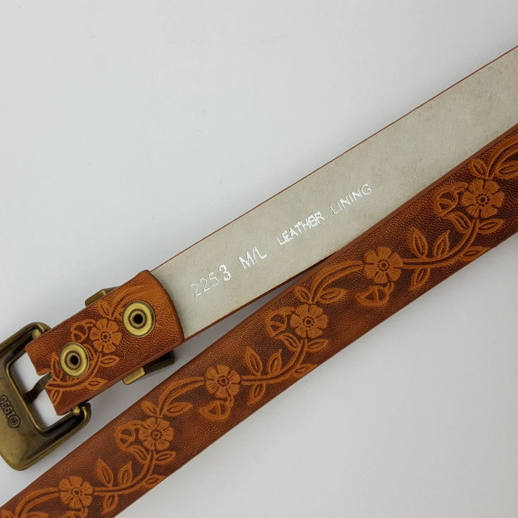 Hand Painted Floral Tooled Belt