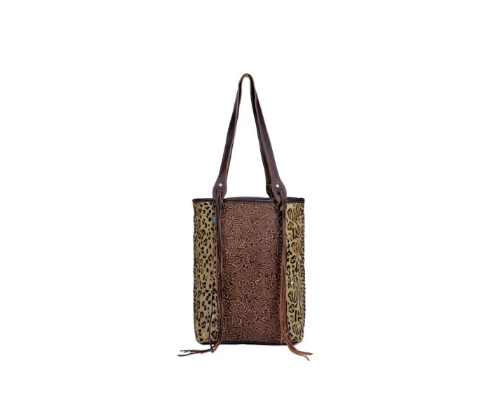 Golden Studs Leather Hairon Bag