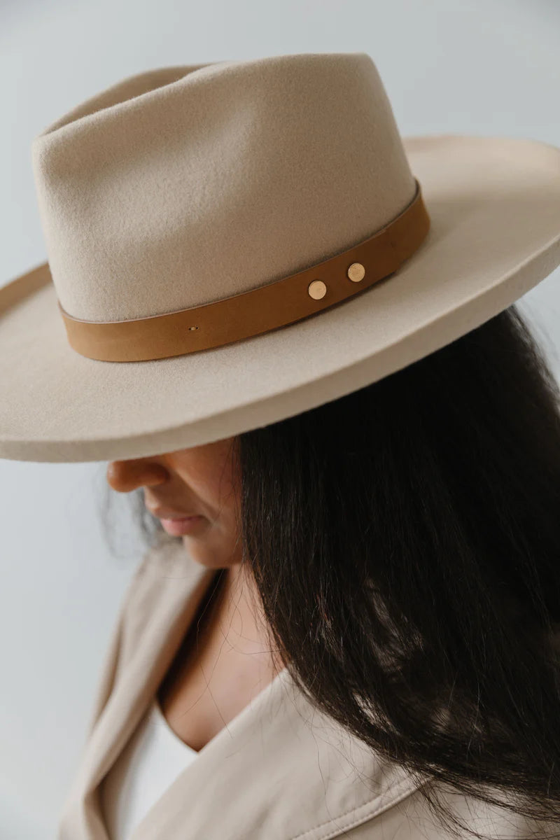 Luca Pencil Brim Teardrop Fedora - Cream